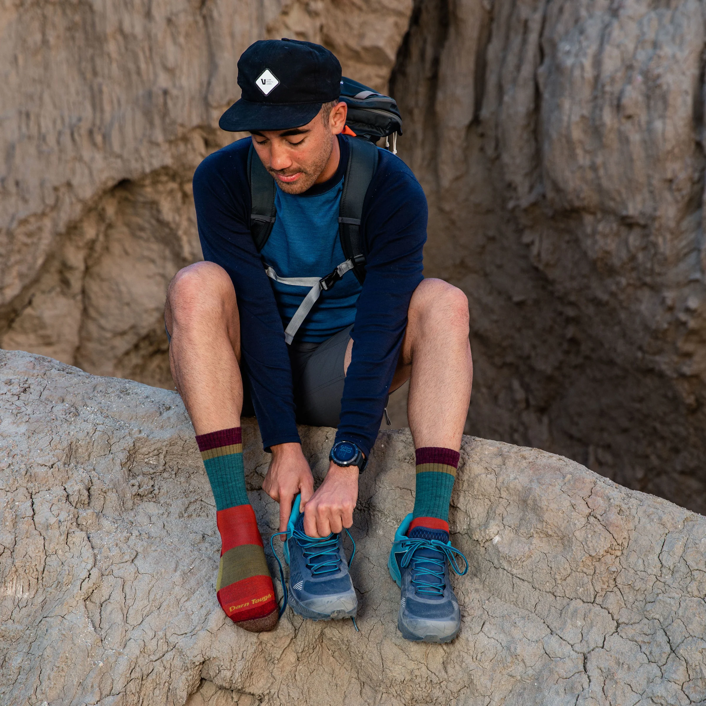 Men's Heady Stripe Micro Crew Lightweight Hiking Socks - Image 7