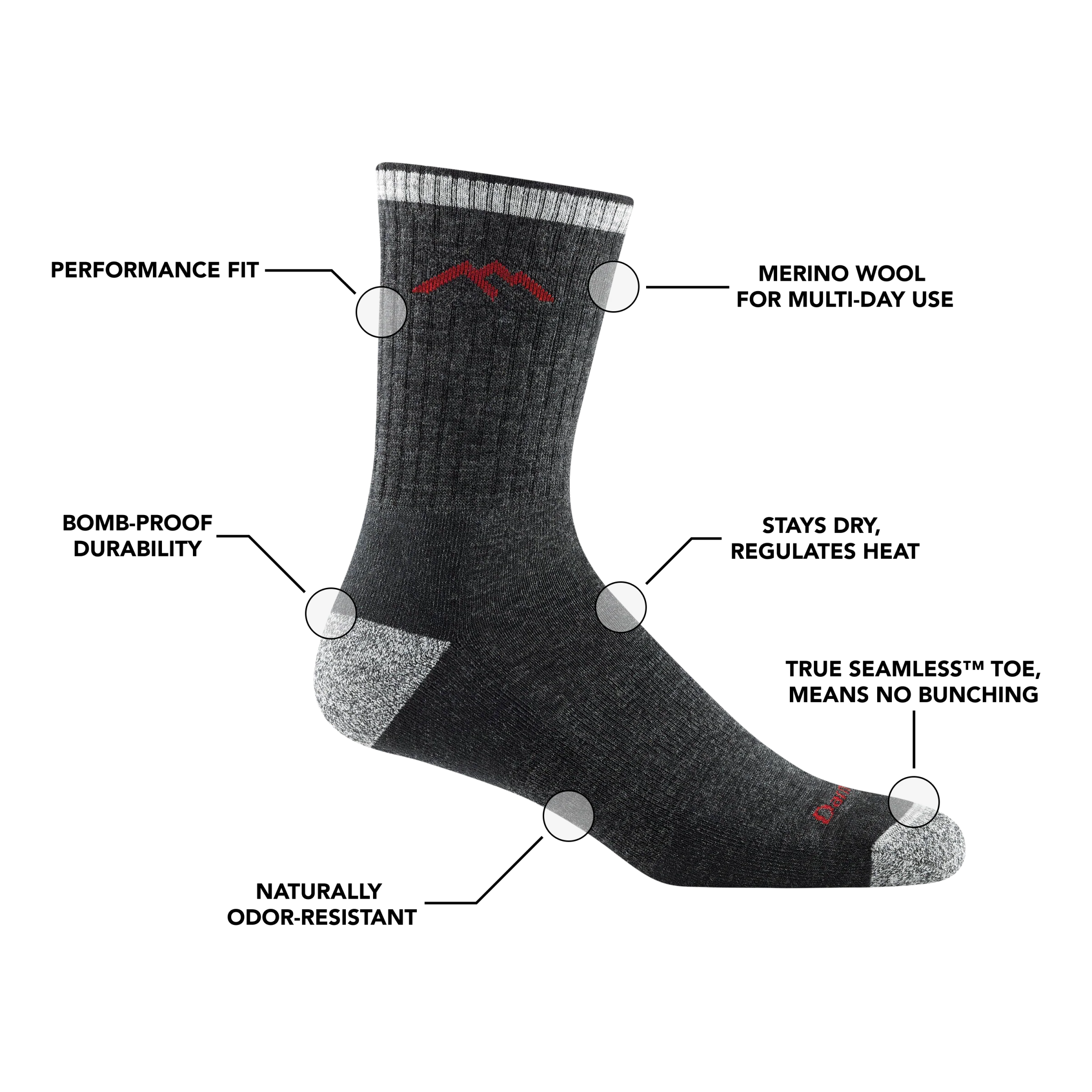 Men's Hiker Micro Crew Midweight Hiking Socks - Image 19